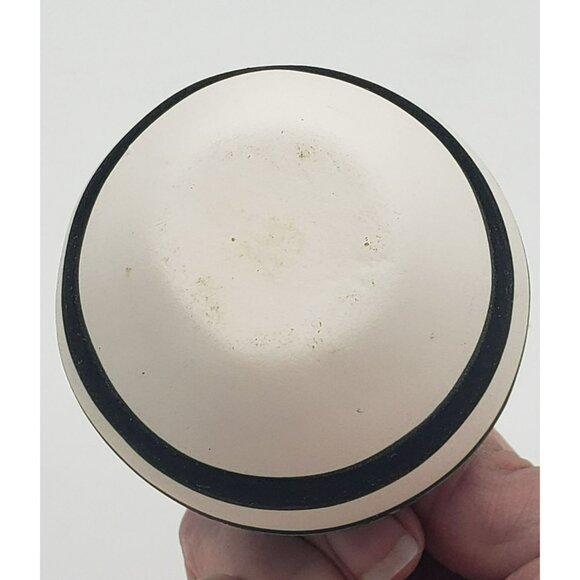 Handmade Pottery Mini Vase 2.5" Teal, Black, & White Design, unsigned - Picture 2 of 5